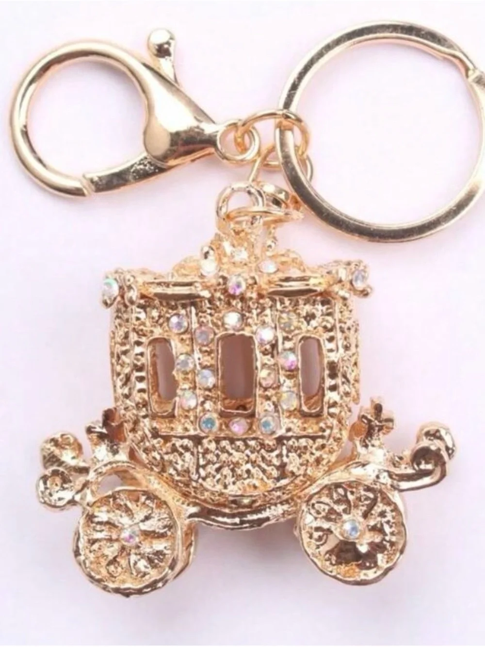 Rhinestone Cinderella Carriage  Bag or Keychain Charm.    NEW